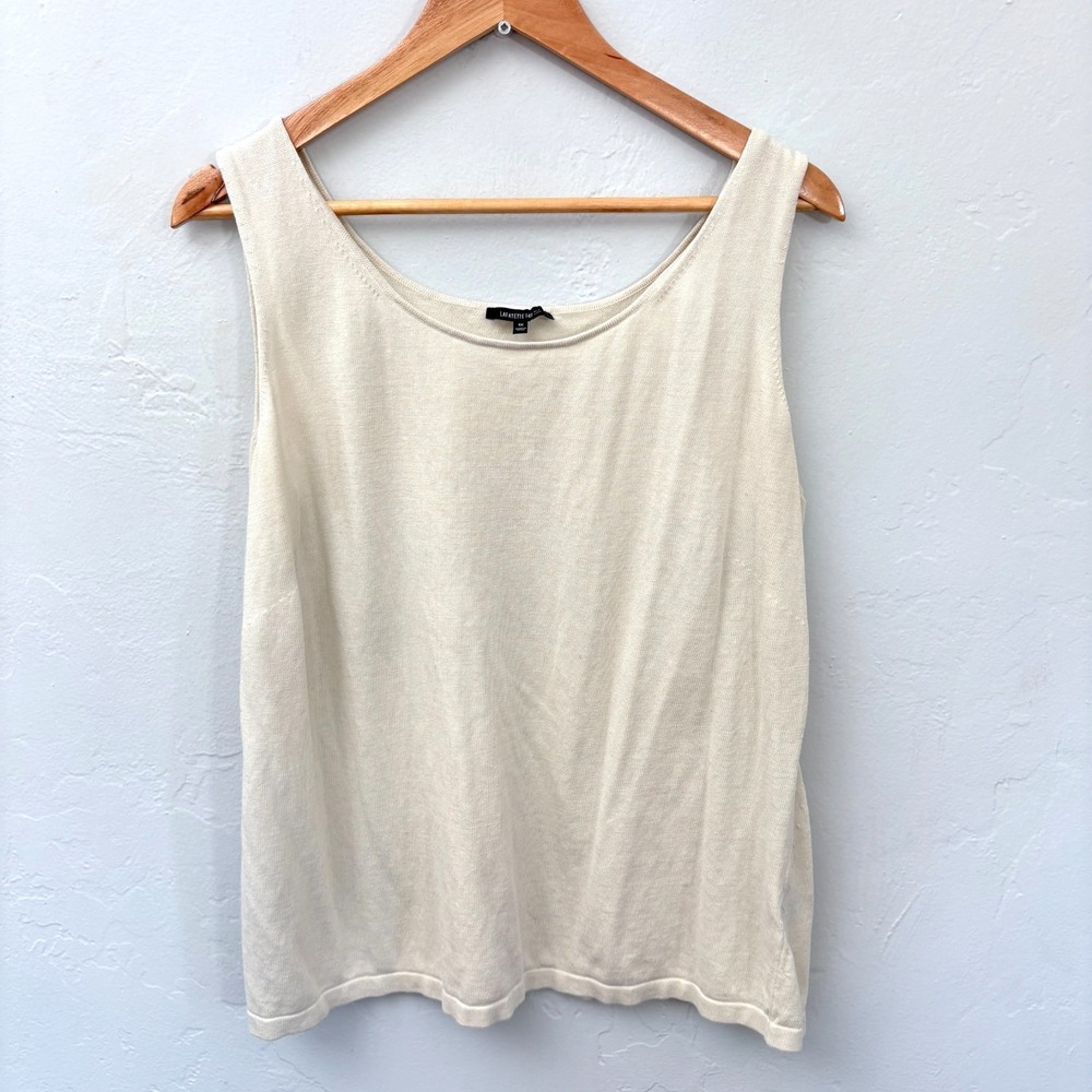 Lafayette 148 Knit Tank Women Size 1X Ivory Cotton Viscose
